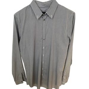 Dsquared2 Men's Houndstooth Long Sleeve Button-Up Shirt Black White Size 50